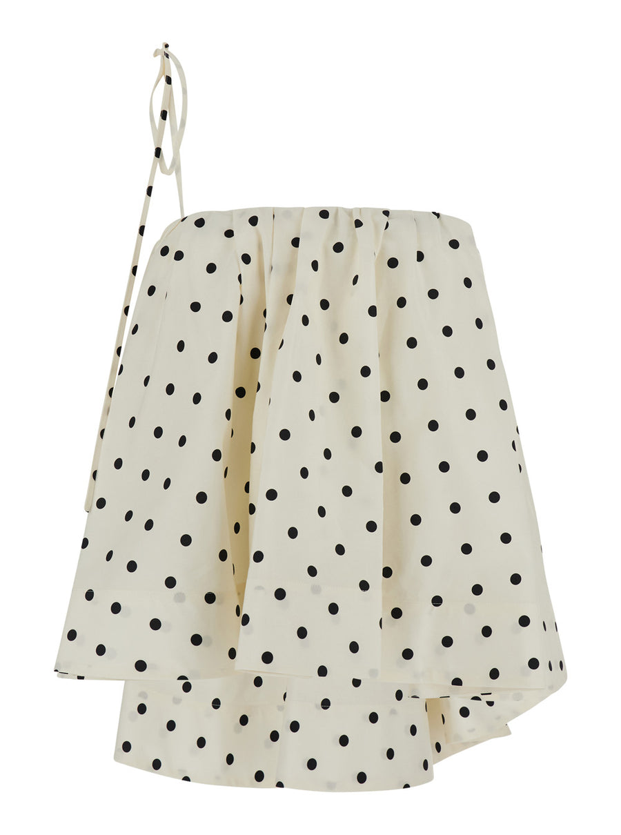Polka Dot Top, White Cotton Tops