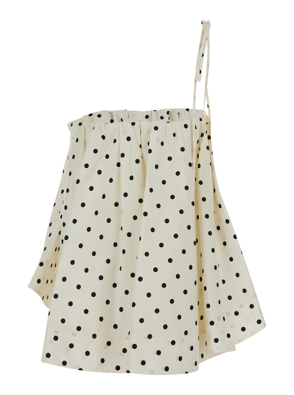 Pois Top White With Polka Dot Details Cotton Women Tops
