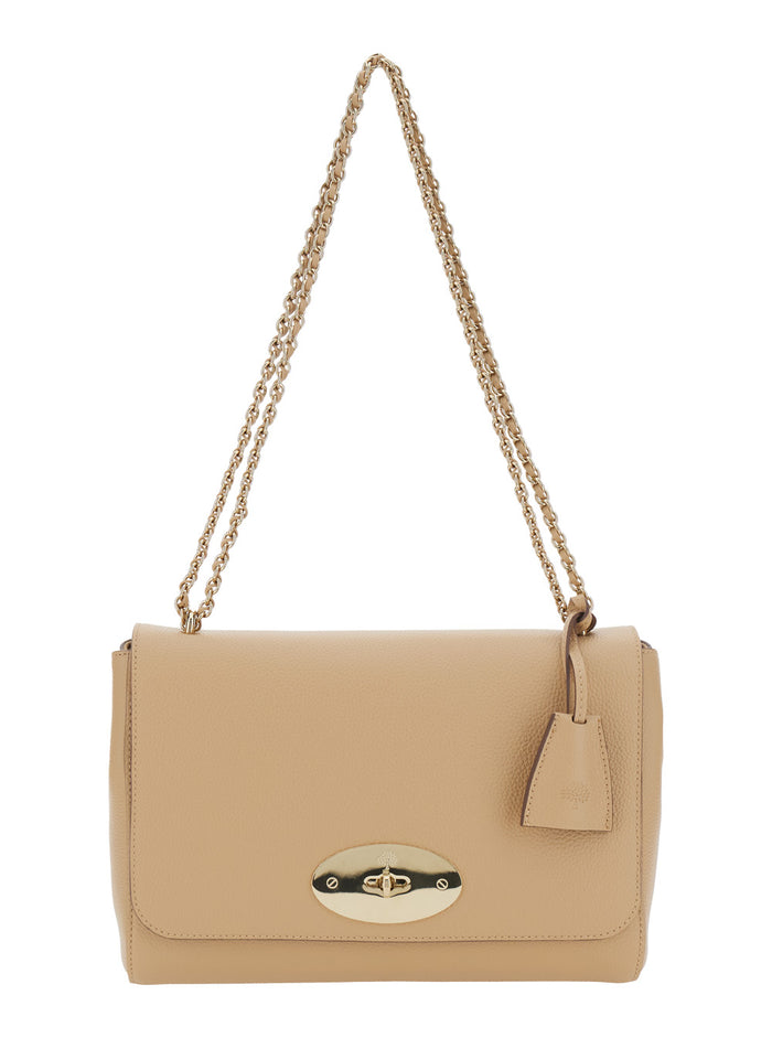 Beige Leather Womens Medium Lily Small Class Grain Shoulder Bag Crossbody
