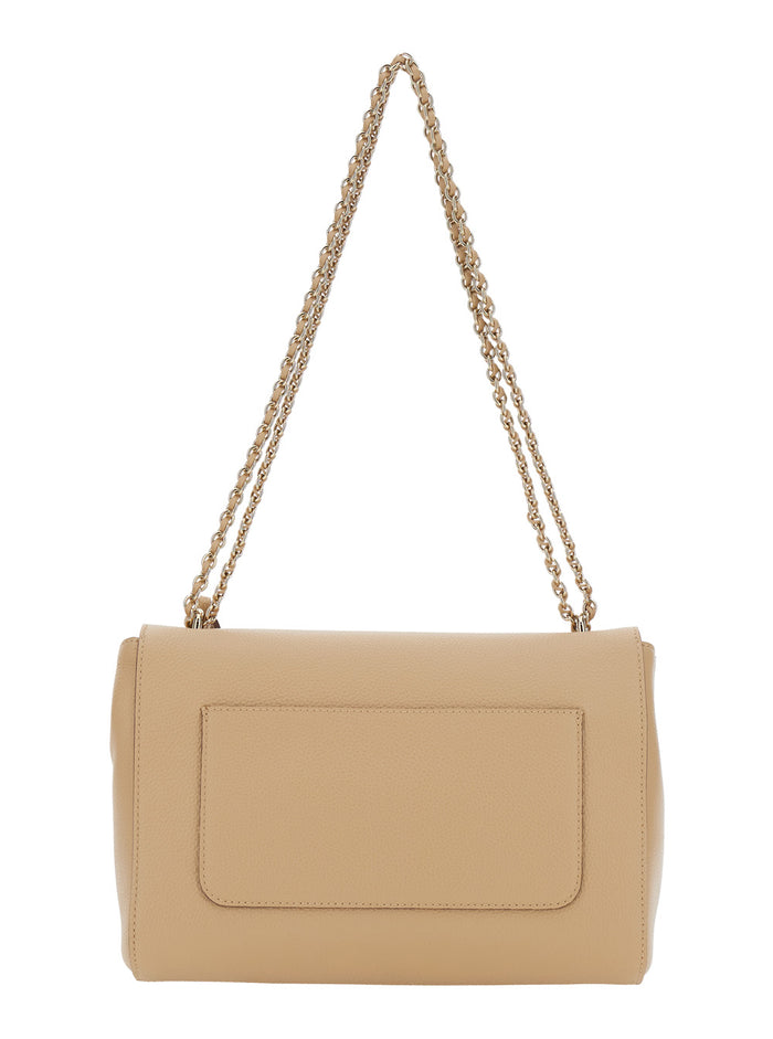 Beige Leather Womens Medium Lily Small Class Grain Shoulder Bag Crossbody