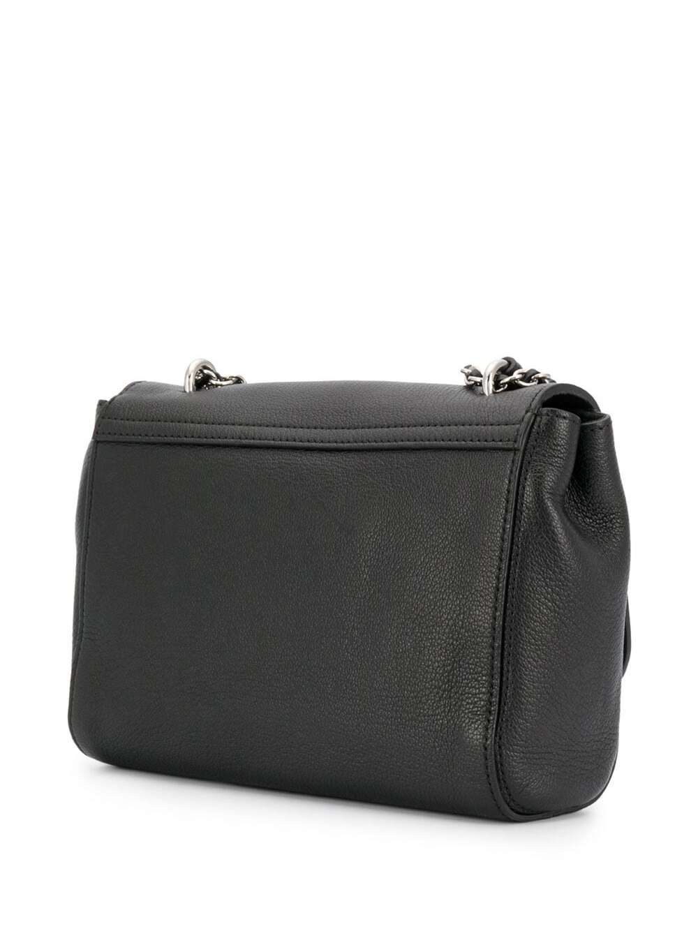Lily Shoulder Bag with Turn Lock Closure and Adjustable Strap Black Leather Chain for Women Sheep Crossbody