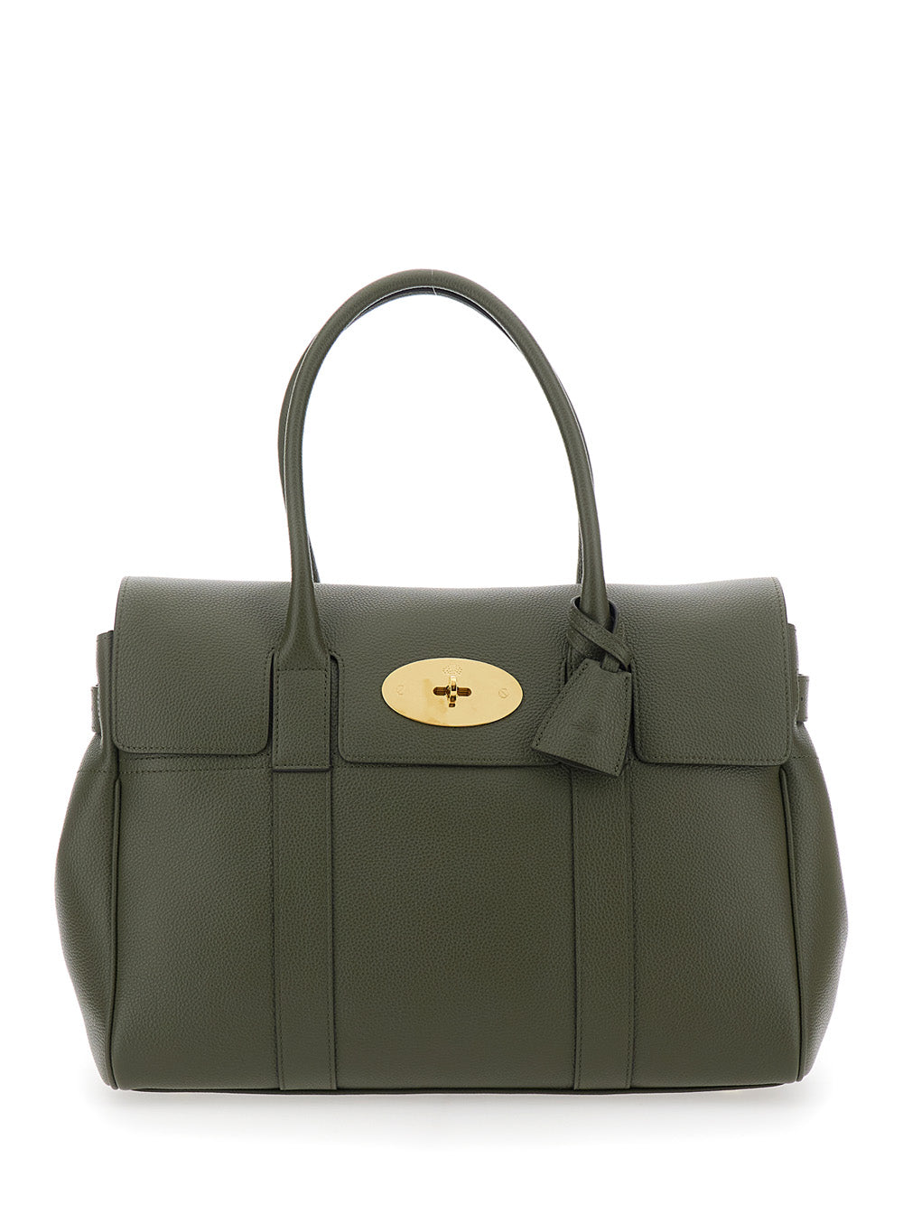 Handbag Bayswater with Turnlock Closure in Green Pebbled Leather for Women Calf Hand Bags