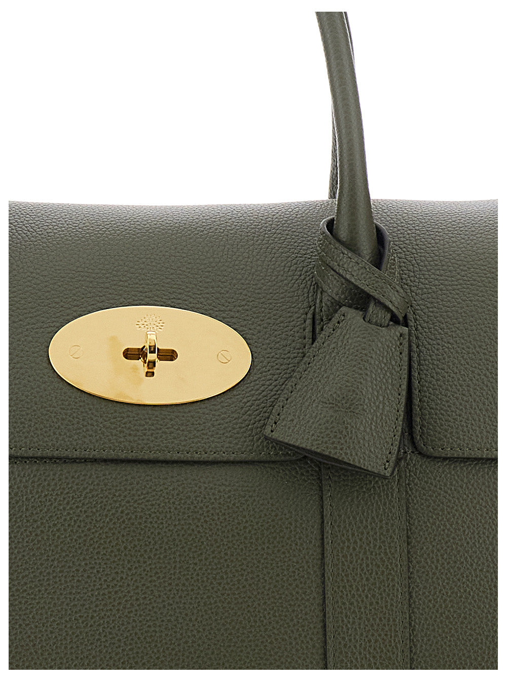Handbag Bayswater with Turnlock Closure in Green Pebbled Leather for Women Calf Hand Bags