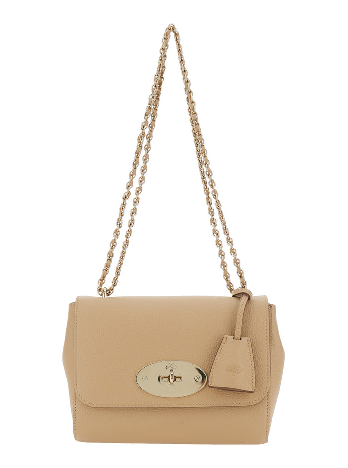 LILY SMALL CLASSIC GRAIN Beige Calf Crossbody Bags