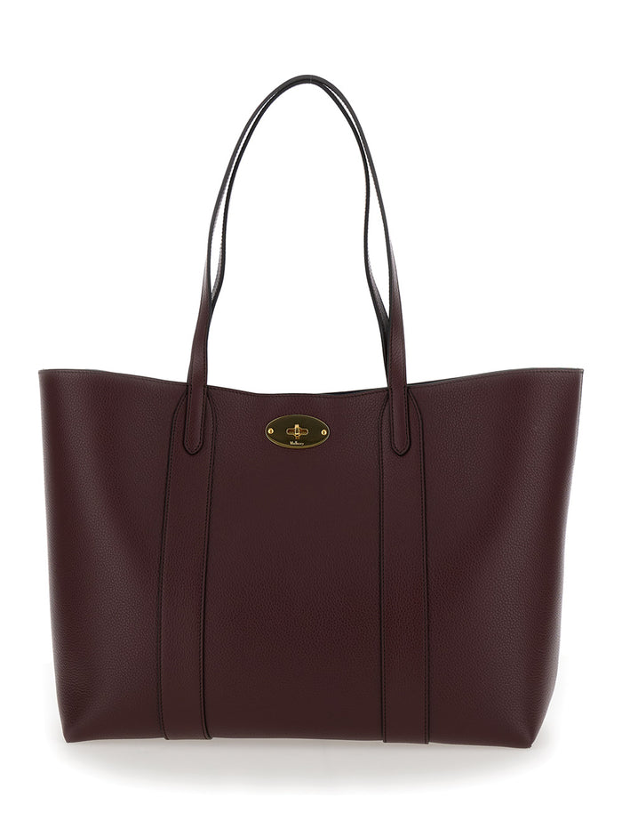 Bayswater Small Tote Bag with Padlock Closure in Bordeaux Leather for Women Calf