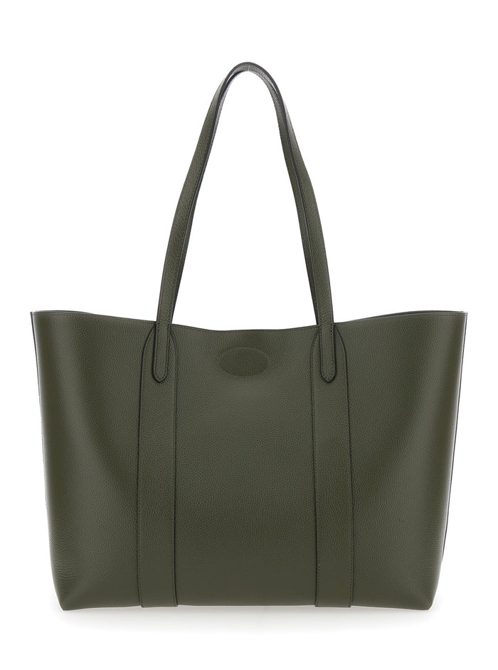 Bayswater Tote Bag with Turnlock Closure on the Front in Green Leather for Women Calf