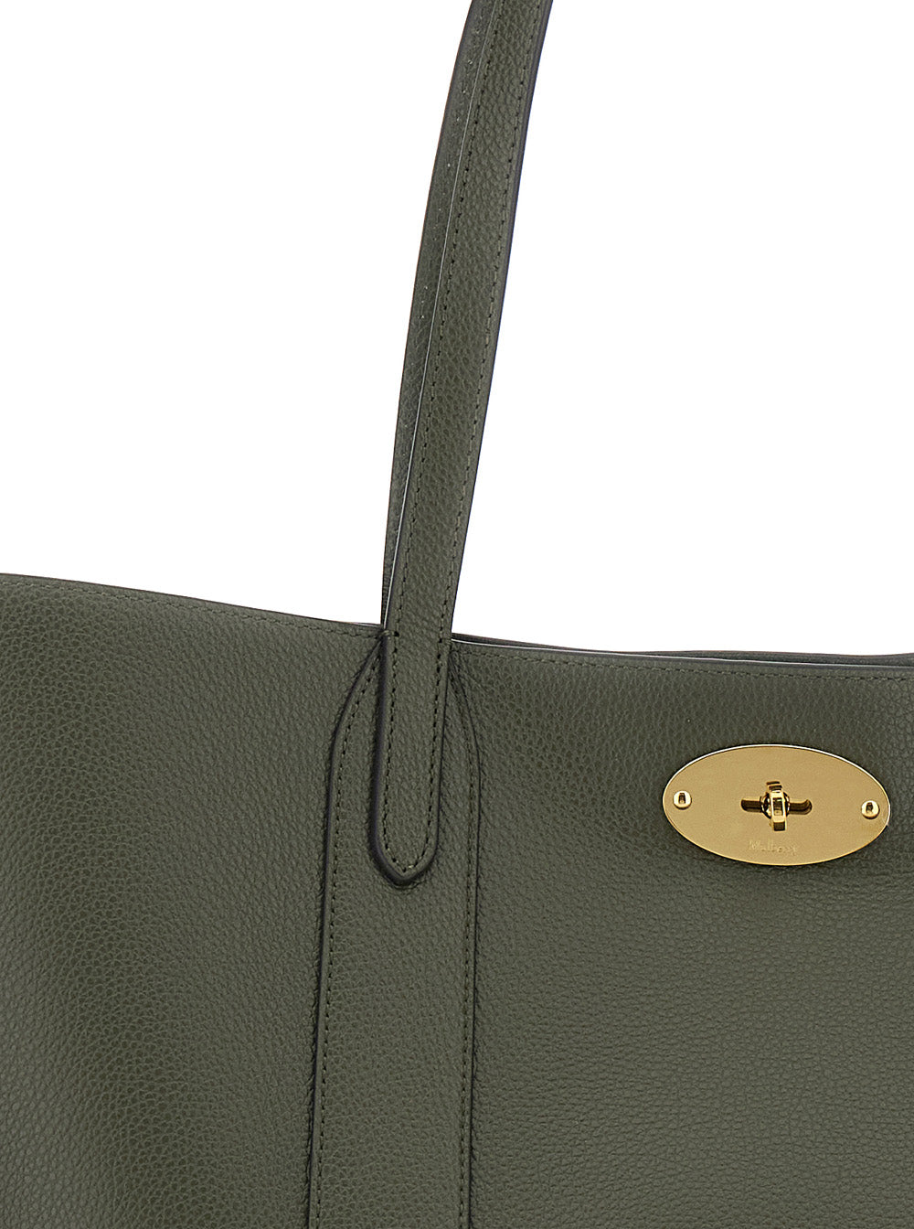 Bayswater Tote Bag with Turnlock Closure on the Front in Green Leather for Women Calf