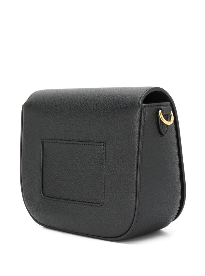 Darley Crossbody Bag with Adjustable and Removable Hammered Leather Strap Black Calf