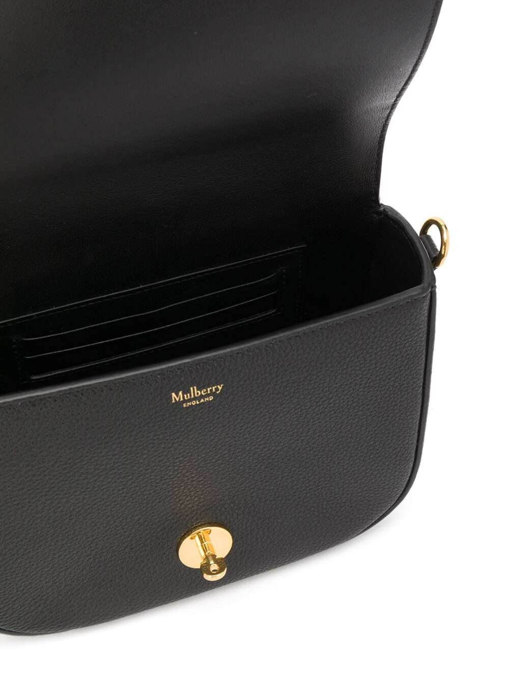 Darley Crossbody Bag with Adjustable and Removable Hammered Leather Strap Black Calf