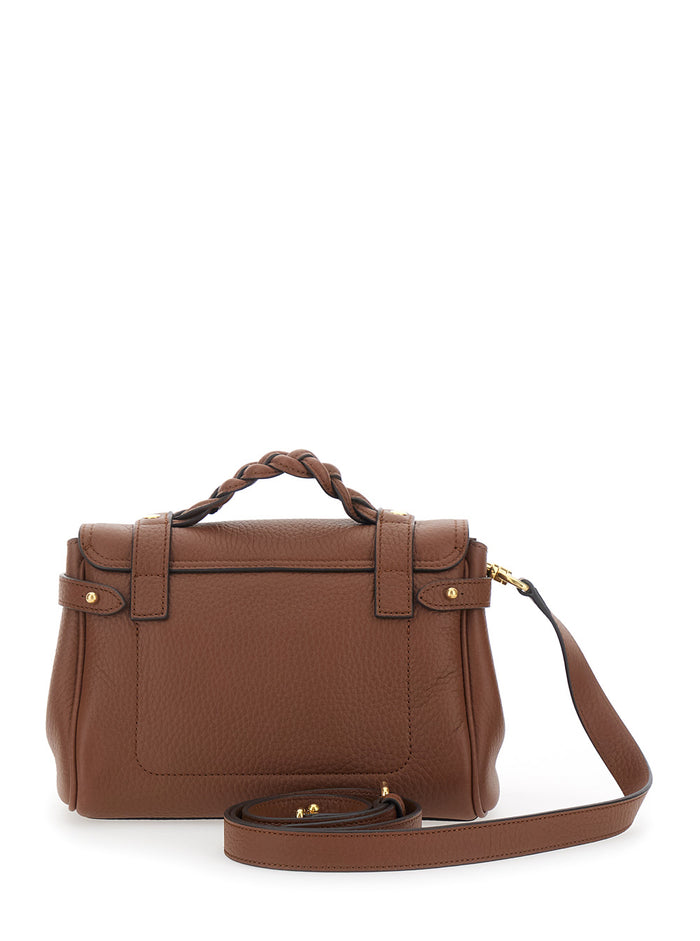 Handbag Alexa Mini with Turn Lock in Brown Hammered Leather Calf Hand Bags