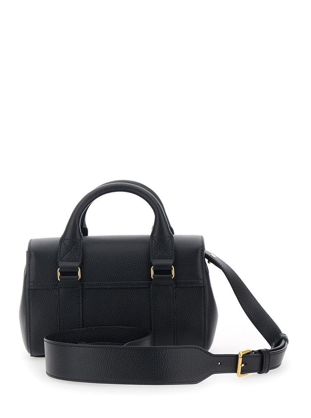 Handbag Bayswater Mini with Clasp in Black Pebbled Leather for Women Calf Hand Bags