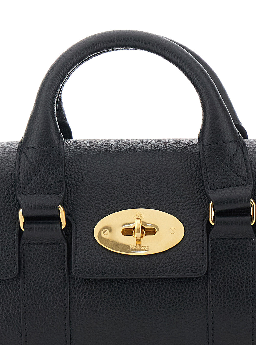 Handbag Bayswater Mini with Clasp in Black Pebbled Leather for Women Calf Hand Bags