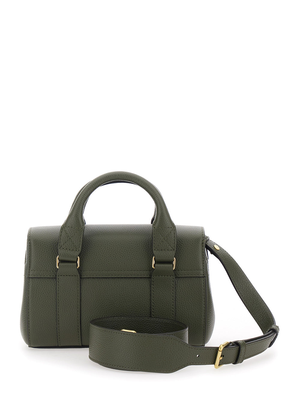 Handbag Bayswater Mini with Turn Lock in Green Pebbled Leather for Women Calf Hand Bags