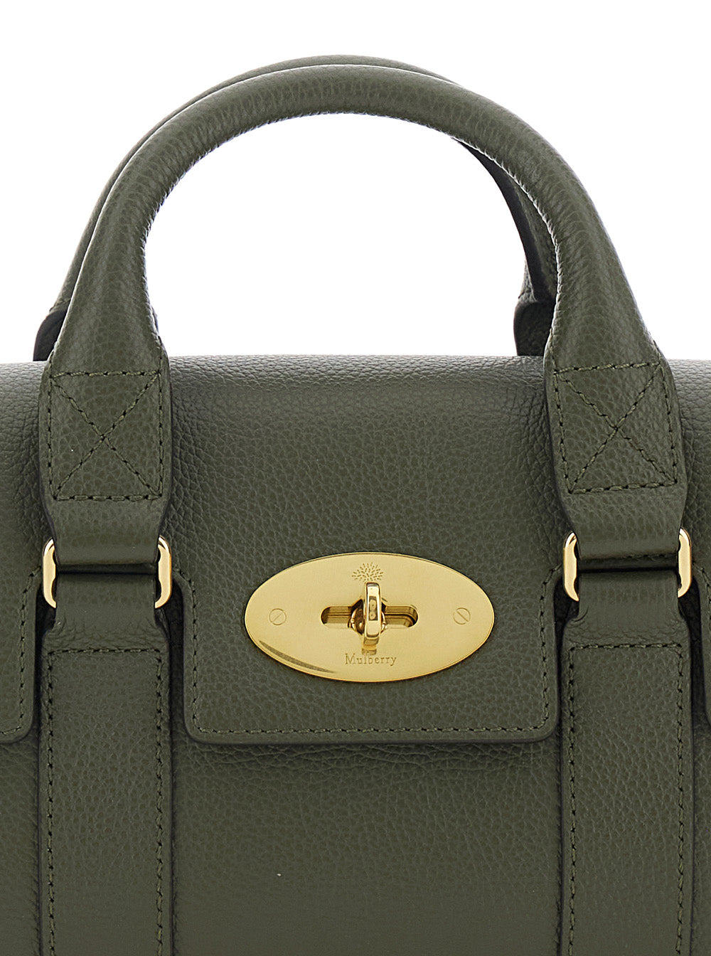 Handbag Bayswater Mini with Turn Lock in Green Pebbled Leather for Women Calf Hand Bags