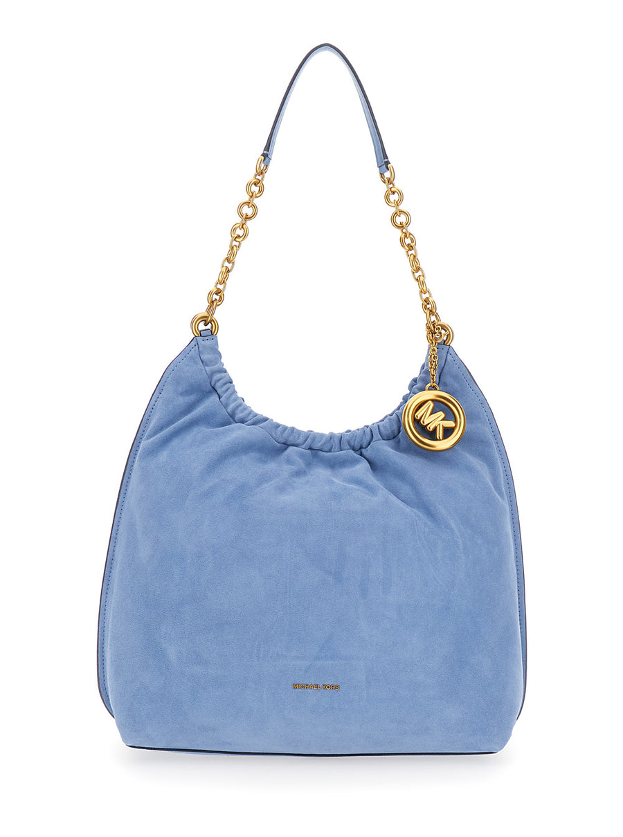 Shoulder Bag Lg Cinch Conv Shldr Light Blue Leather Calf