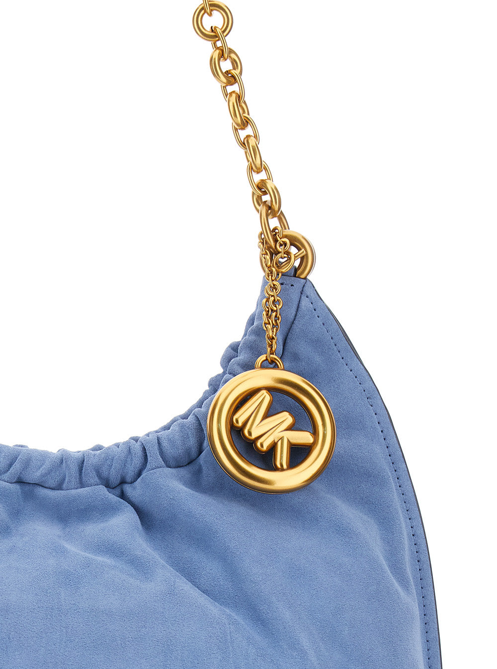 Shoulder Bag Lg Cinch Conv Shldr Blue with Leather Details Light Calf