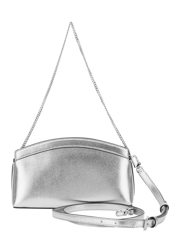Shoulder Bag ATHENA with Chain Closure in Metallic Leather for Women Cow Crossbody