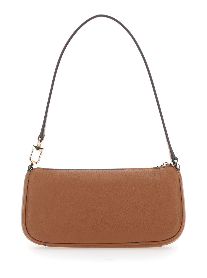 Shoulder Bag Zoe with Pockets and Straps on the Front in Brown Hammered Leather for Women Cow
