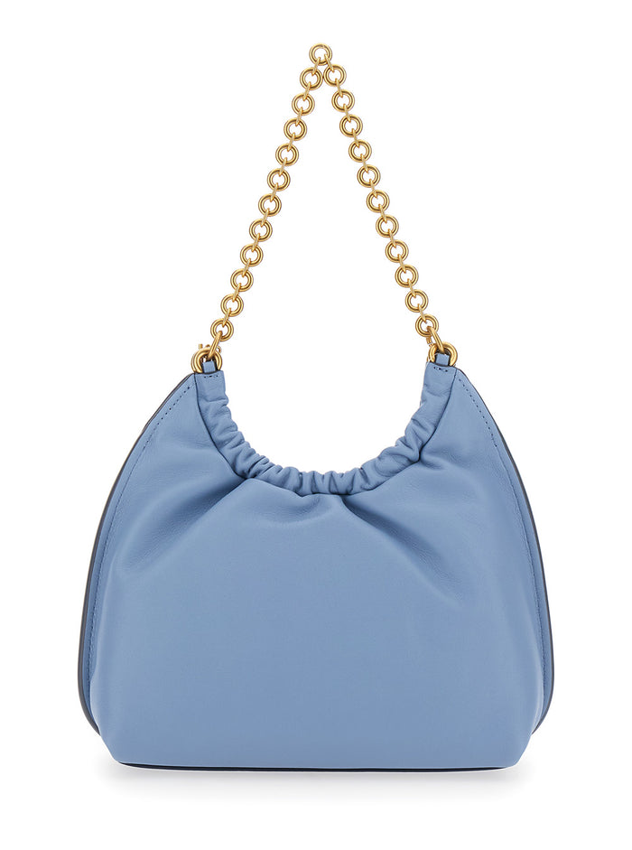 Shoulder Bag Sm Cinch Conv Shldr Blue with Leather Details Light Cow Crossbody