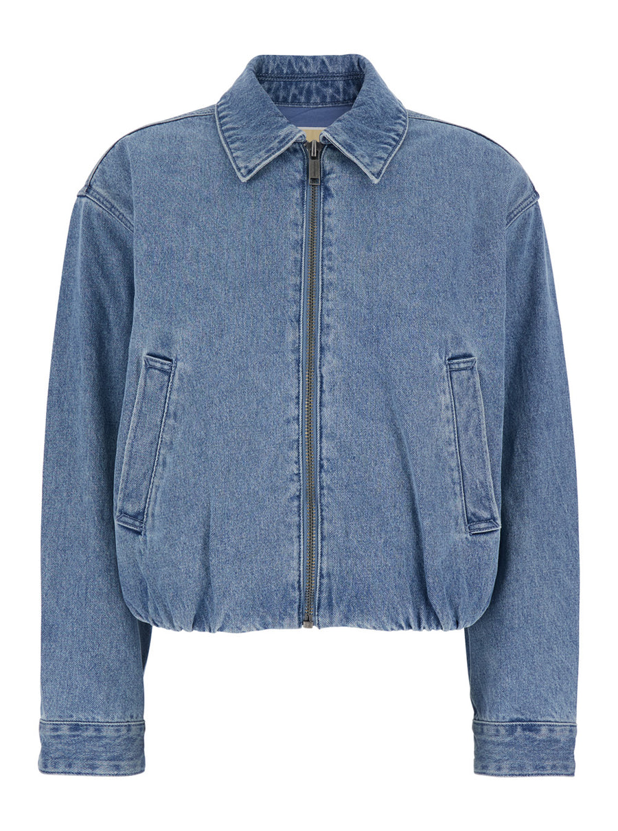 Jacket Classic Collar Blue Cotton Coat