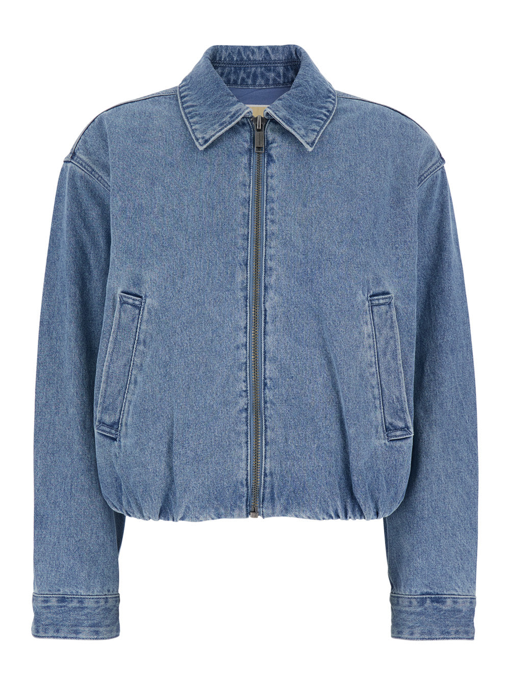 Michael Blue Jacket with Classic Collar and Logo Plate on the Back in Cotton for Women Blu Outerwear