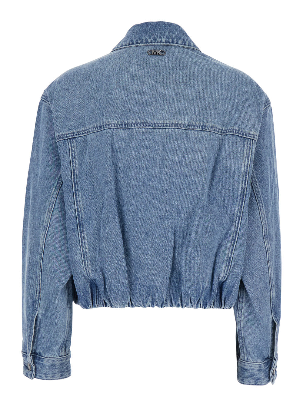 Michael Blue Jacket with Classic Collar and Logo Plate on the Back in Cotton for Women Blu Outerwear