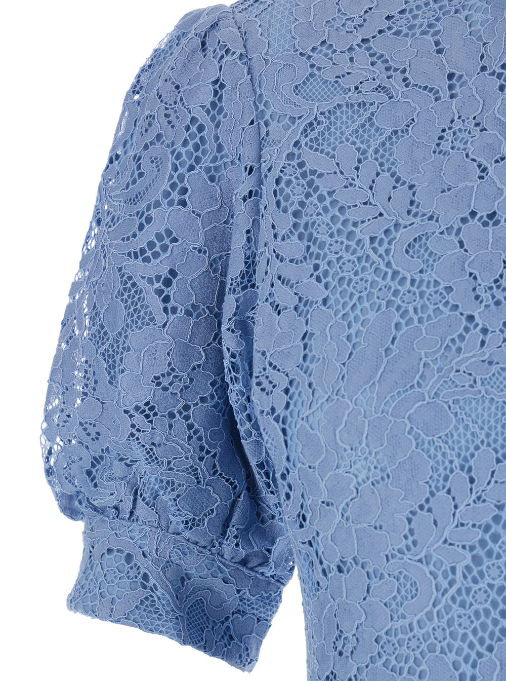 Mini Dress with Lace Design in Blue Cotton Blend for Women Light Nylon