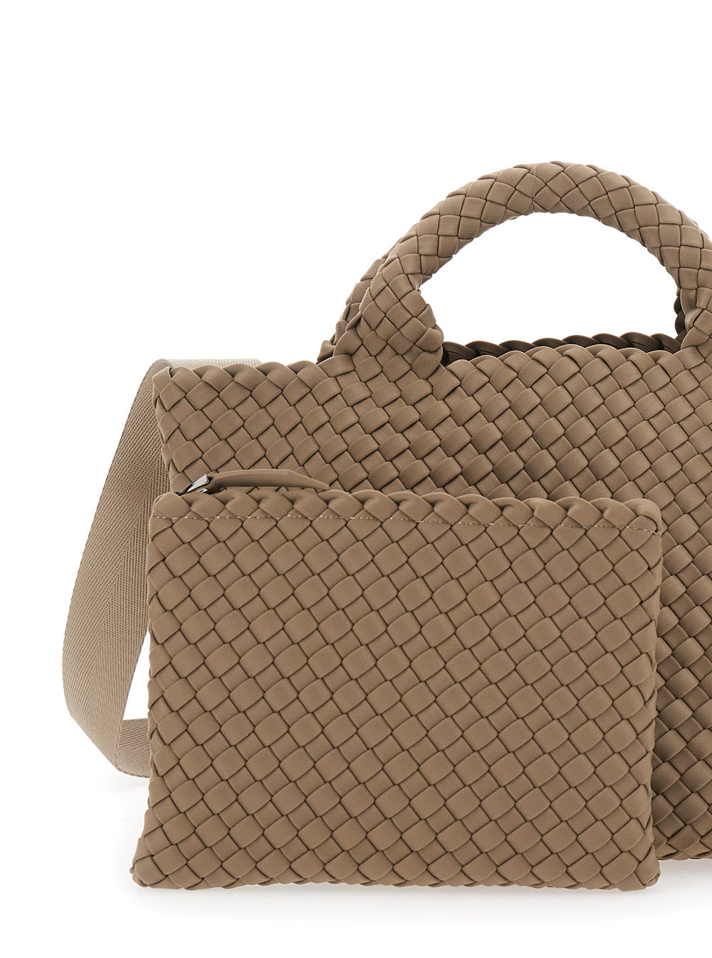 Handbag St Barths Small with Intreccio Design in Beige Fabric for Women Handwoven Neoprene Hand Bags