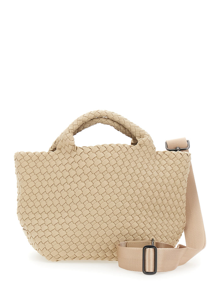 Small St Barths Handbag with Adjustable and Removable Shoulder Strap Internal Zip Pouch in Beige Ecoleather for Women Hand Bags