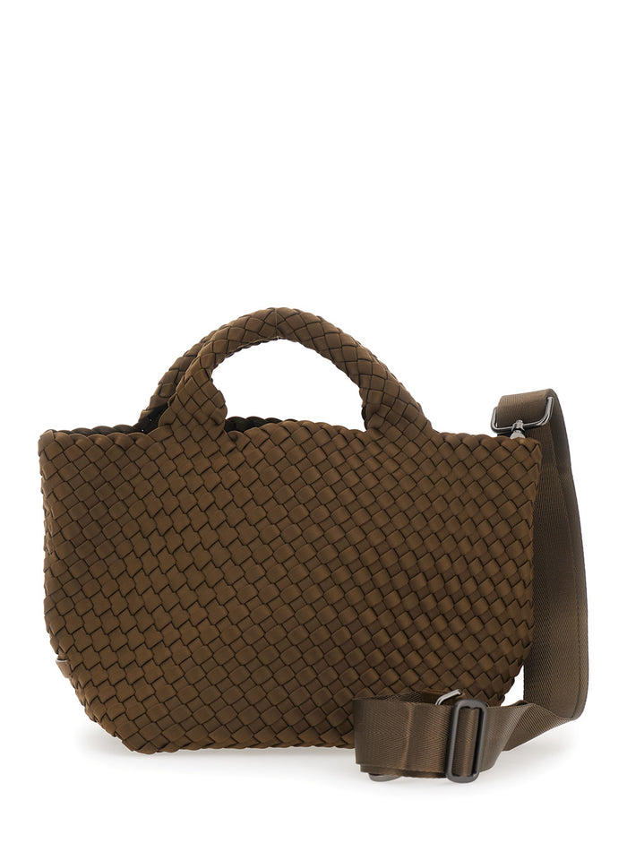 Small St Barths Handbag with Adjustable and Removable Shoulder Strap Internal Zip Pouch in Brown Ecoleather for Women Hand Bags