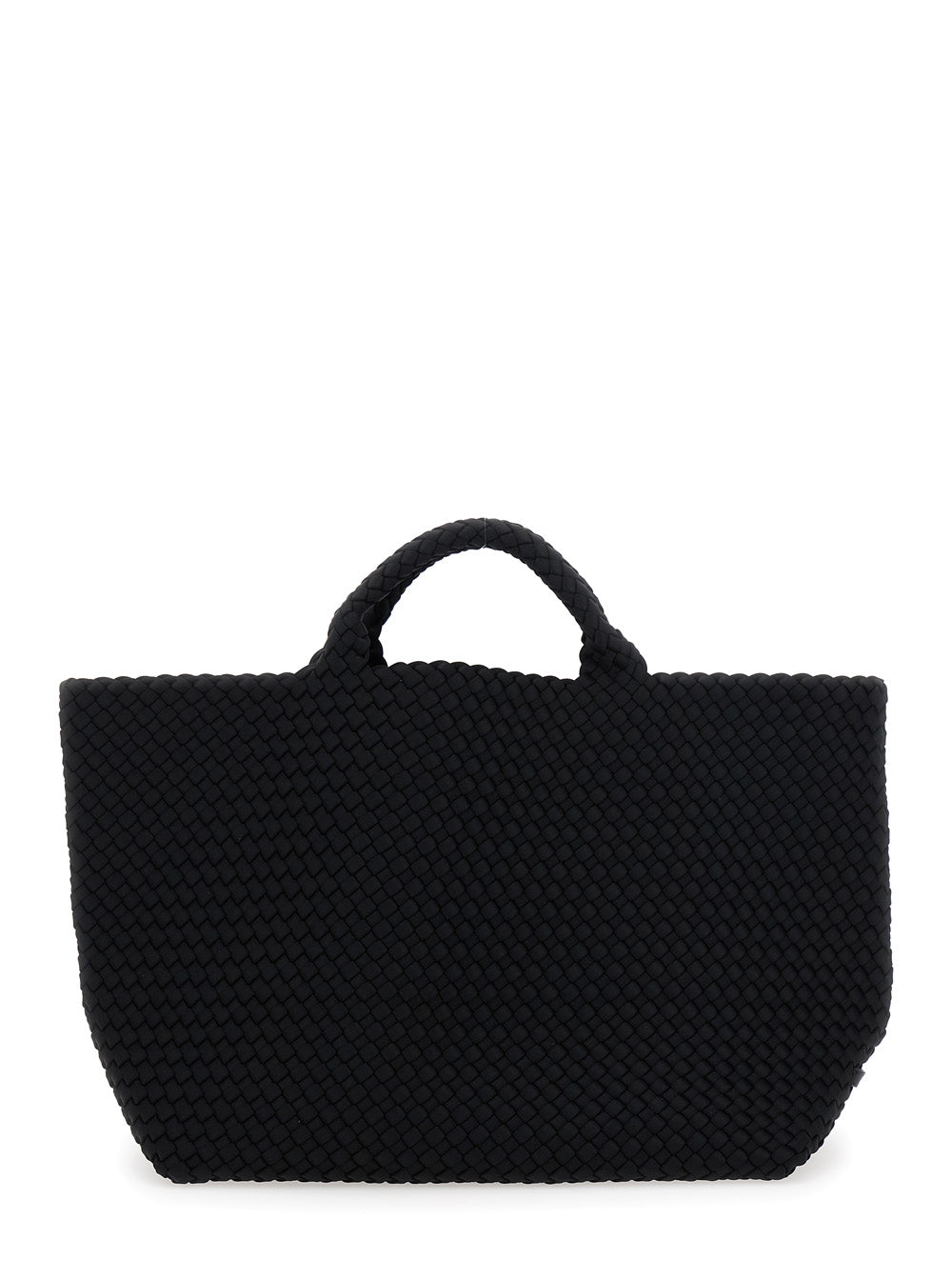 Handbag St Barths Grande with Intreccio Design in Black Fabric for Women Handwoven Neoprene Hand Bags