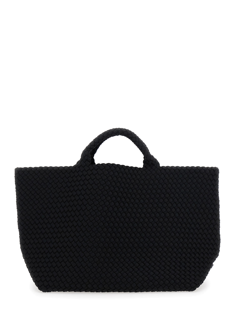 Handbag St Barths Grande with Intreccio Design in Black Fabric for Women Handwoven Neoprene Hand Bags