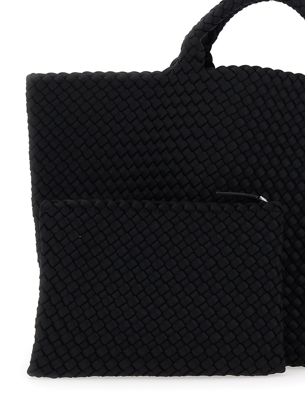 Handbag St Barths Grande with Intreccio Design in Black Fabric for Women Handwoven Neoprene Hand Bags