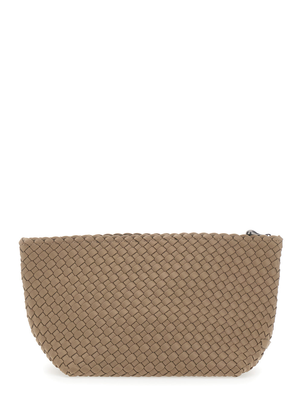 Large Portofino Clutch with Intreccio Motif and Zip Closure in Ecoleather Beige for Women Clutches Pochettes