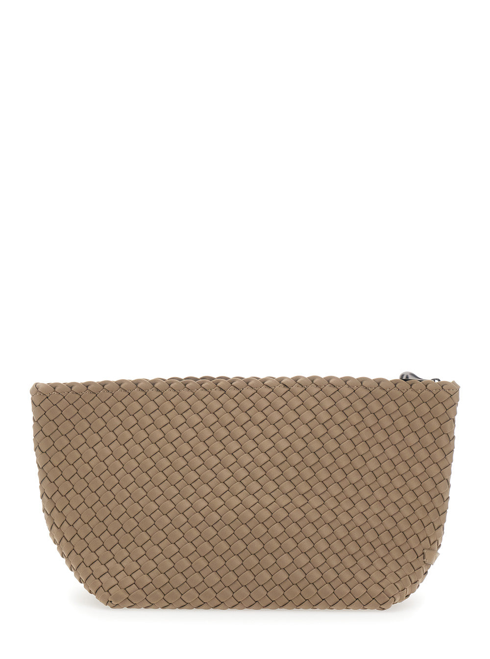 Large Portofino Clutch with Intreccio Motif and Zip Closure in Ecoleather Beige for Women Clutches Pochettes