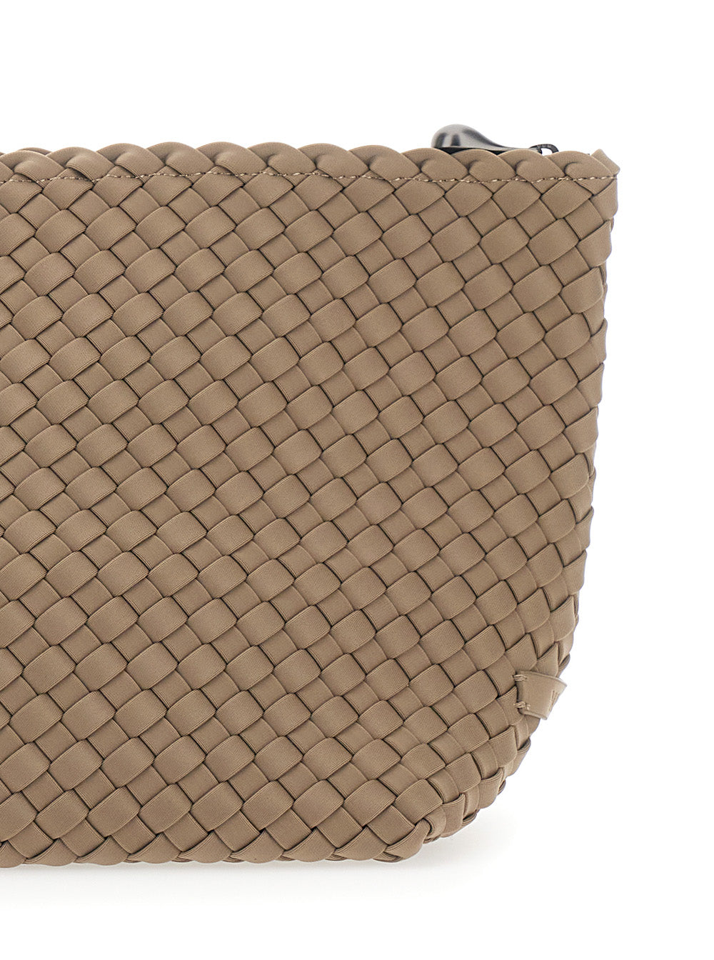 Large Portofino Clutch with Intreccio Motif and Zip Closure in Ecoleather Beige for Women Clutches Pochettes