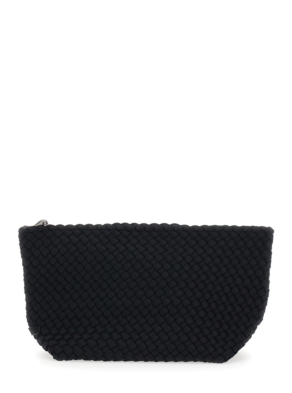 Large Portofino Clutch with Intreccio Motif and Zip Closure in Black Ecoleather for Women Clutches Pochettes