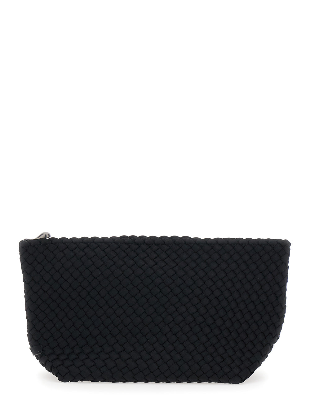 Large Portofino Clutch with Intreccio Motif and Zip Closure in Black Ecoleather for Women Clutches Pochettes