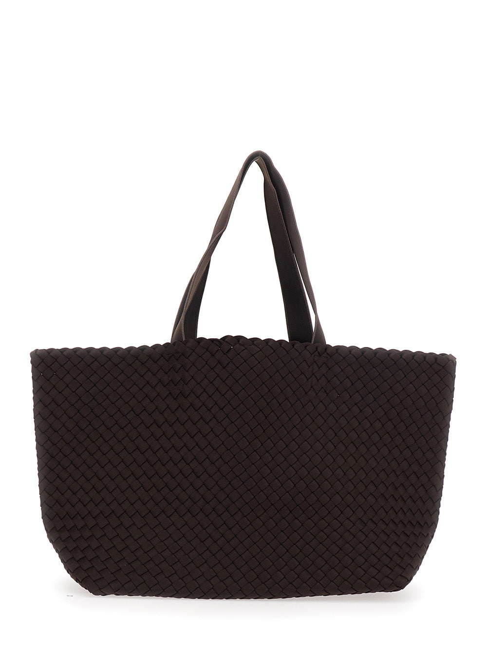 Large Como Tote Bag With Intreccio Motif Brown Ecoleather For Women