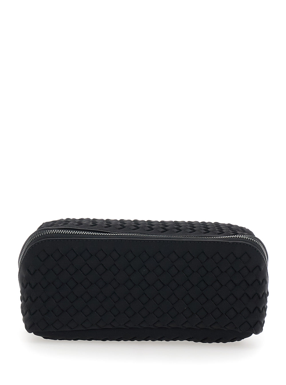 Handbag Naghadi with Intreccio Motif and Zip Closure in Black Ecoleather for Women Clutches Pochettes