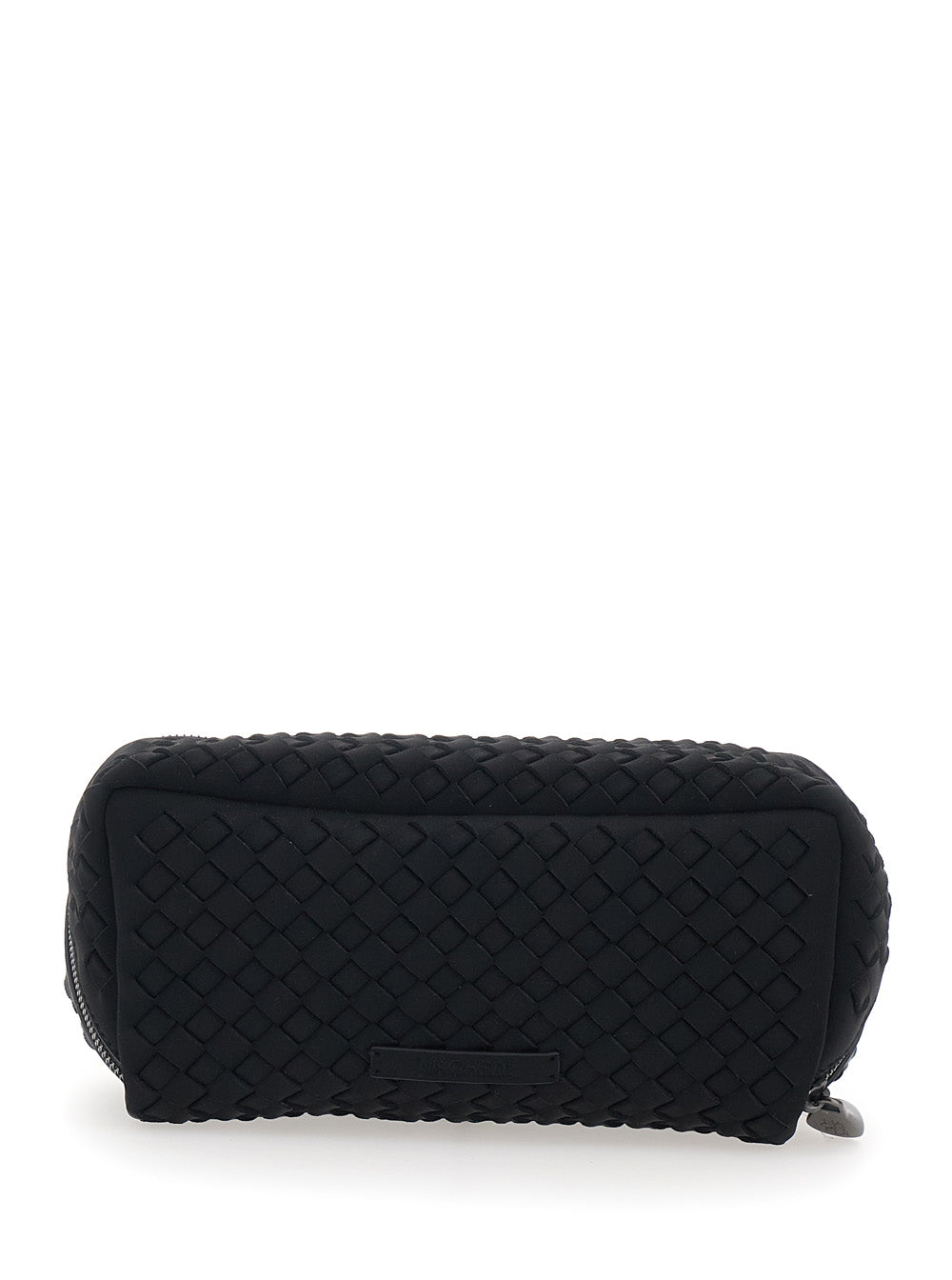 Handbag Naghadi with Intreccio Motif and Zip Closure in Black Ecoleather for Women Clutches Pochettes