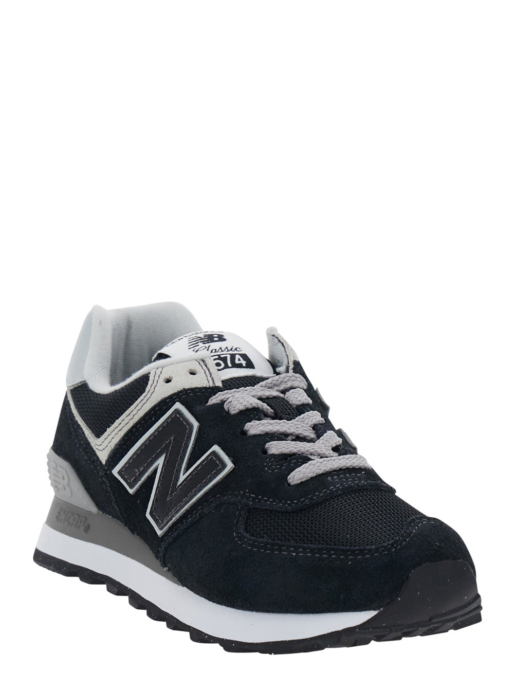 CLASSIC574 Black Leather/textile Sneaker