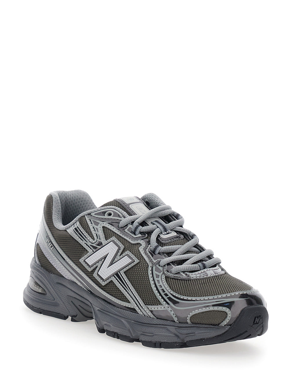 Grey Sneakers with Metallic Details and logo patch on the side in tech fabric for men Synthetic/mesh
