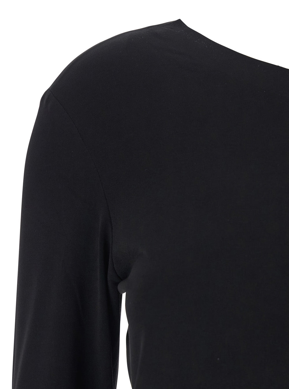 Top with Off Shoulder Design in Black Stretch Tech Fabric for Women Polyester Elastane Tops