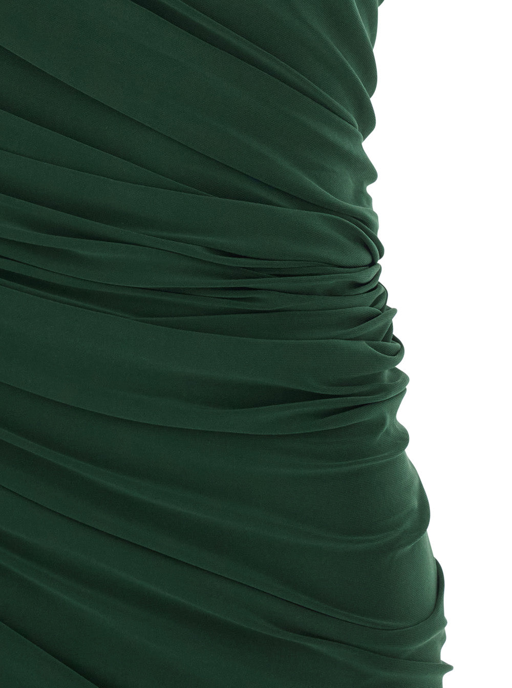 Midi Dress Diana Sleeveless with Asymmetric Design and Draped in Green Tech Fabric for Women Polyester Elastane Long