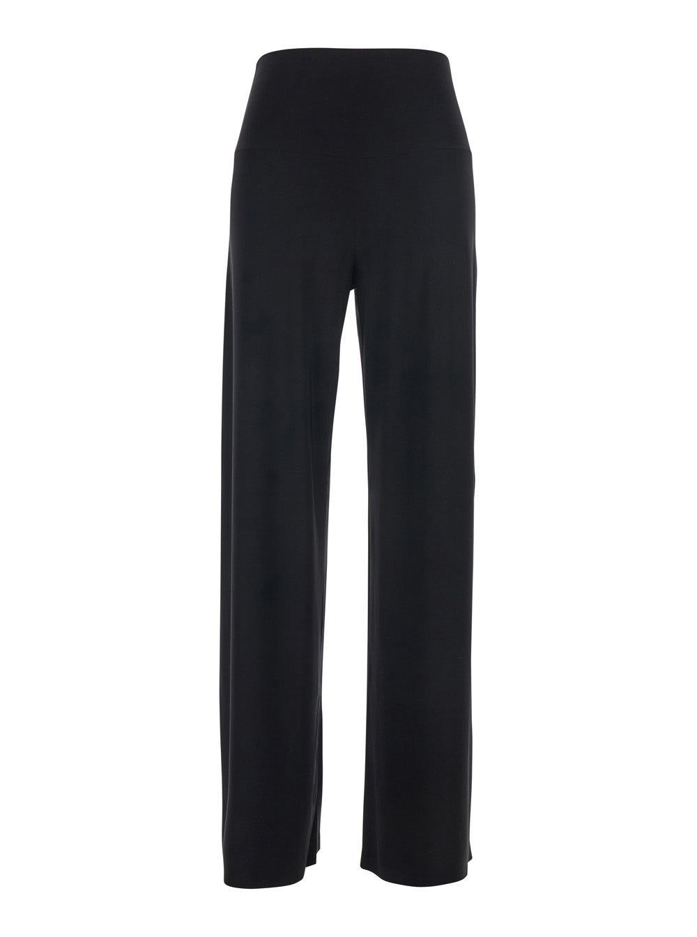 Black Stretch Tech Fabric Elastic Waist Pants for Women Polyester Elastane Trousers
