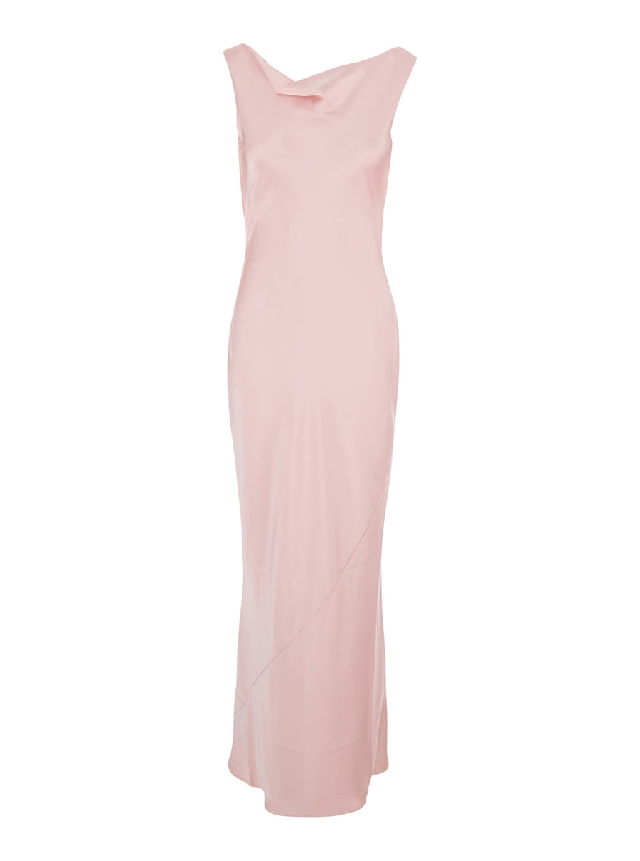 Long Sleeveless Dress Pink Tech Fabric