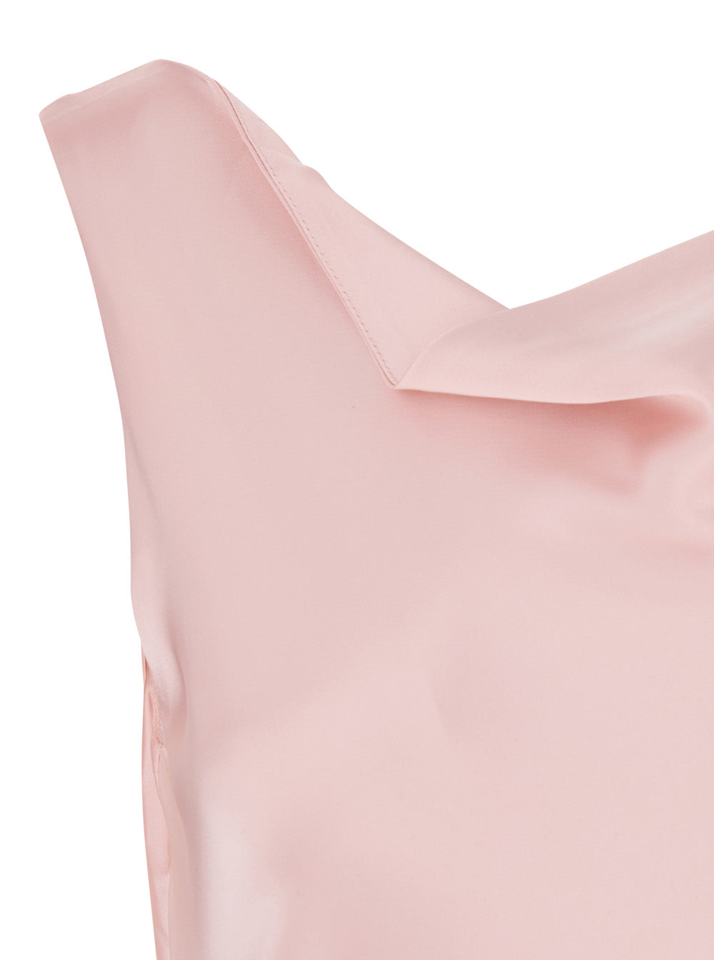 Pink Long Sleeveless Dress With Back Neckline Tech Fabric For Women