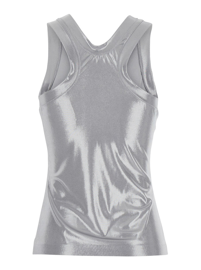 Metallic Racer Cotton T-Shirt for Women Tops