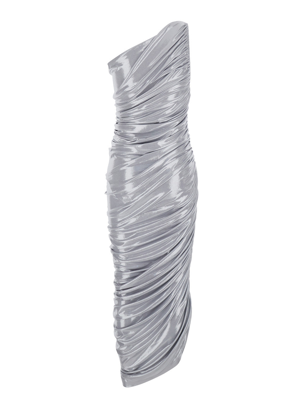 Long Dress Diana with V-Neck in Tech Fabric for Women Metallic